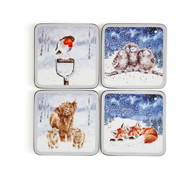 Wrendale Designs Winter Skies Coasters Set Of 4
